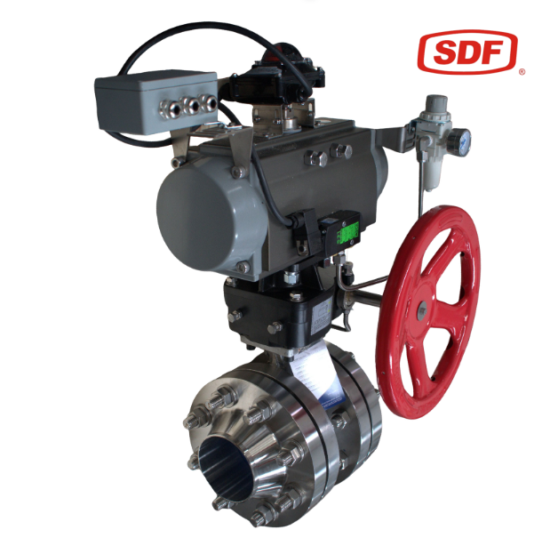 SDF Pneumatic Actuated Stainless Steel Ball Valve with Declutchable Manual Handwheel Override