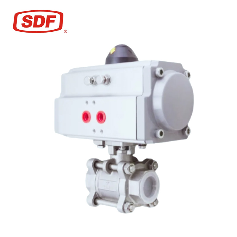 SDF DN100 Pneumatic Actuated Floating Control Ball Valve, Flanged Stainless Steel CF8 PN50 ASME Standard Valve