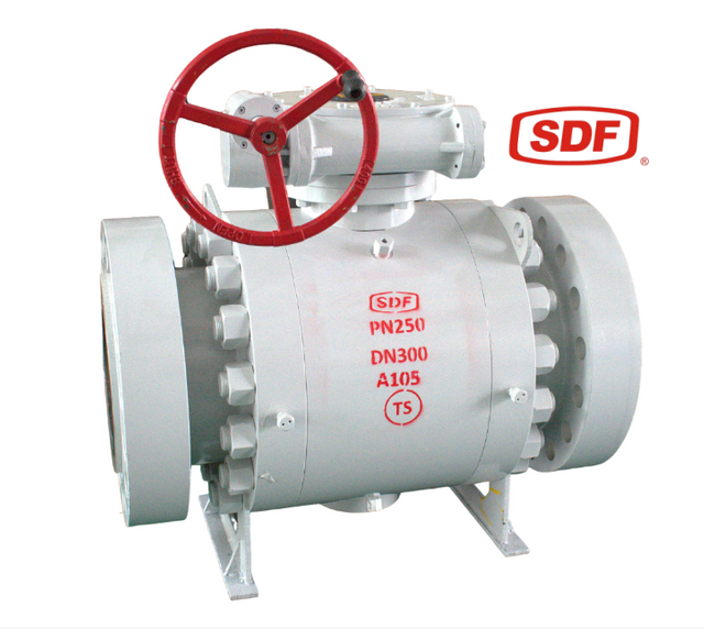 DN300 PN250 Trunnion Mounted Ball Valve, A105 Forged Steel, Gear Operated