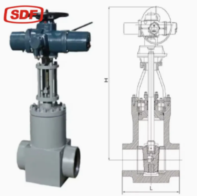 SDF Motorized Pressure Seal Gate Valve, Class 1500 Forged Steel Butt-Weld Electric Gate Valve