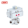 SDF DN100 Pneumatic Actuated Floating Control Ball Valve, Flanged Stainless Steel CF8 PN50 ASME Standard Valve