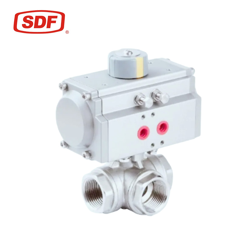 SDF Flanged Pneumatic Control Ball Valve, Automated Stainless Steel CF8 Floating Ball Valve for High Temperature Service
