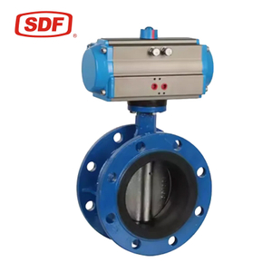 SDF High-Temperature Flanged Pneumatic Butterfly Valve, Stainless Steel Double-Eccentric Automated Butterfly Valve