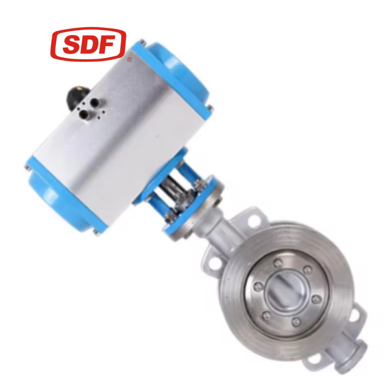 SDF Pneumatic Actuated Wafer Butterfly Valve, PTFE Lined Stainless Steel High-Performance Corrosion-Resistant Control Valve
