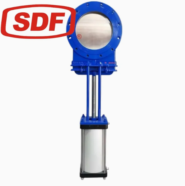 SDF Pneumatic Flanged Knife Gate Valve Ductile Iron Automated Slurry Valve for Wastewater and Industrial Applications