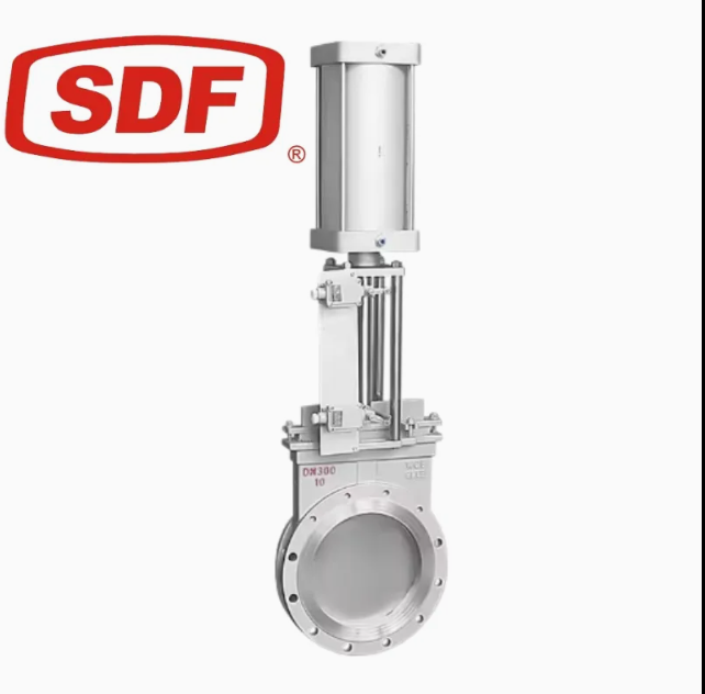 SDF Pneumatic Flanged Knife Gate Valve Ductile Iron Automated Slurry Valve for Wastewater and Industrial Applications