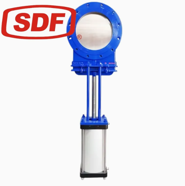 SDF Pneumatic Flanged Knife Gate Valve Ductile Iron Automated Slurry Valve for Wastewater and Industrial Applications
