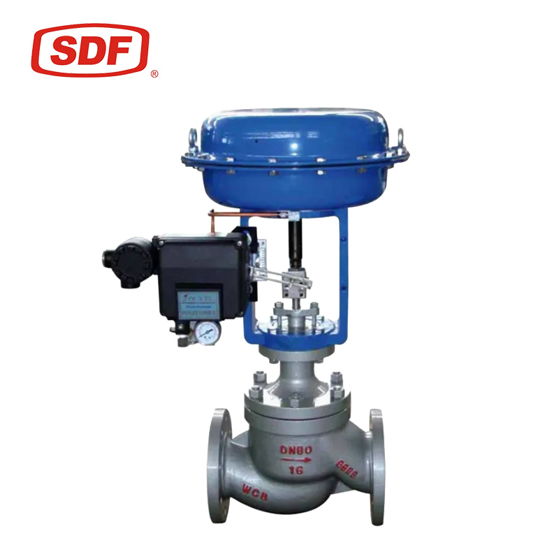 SDF DN40 Pneumatic Diaphragm Steam Control Valve, Flanged Stainless Steel Single Seated Regulating Valve for Oil and Chemical Industry
