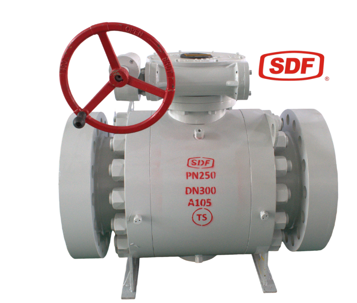DN300 PN250 Trunnion Mounted Ball Valve, A105 Forged Steel, Gear Operated