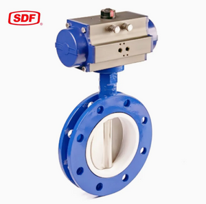 SDF Pneumatic Actuated Wafer Butterfly Valve, PTFE Lined Stainless Steel High-Performance Corrosion-Resistant Control Valve